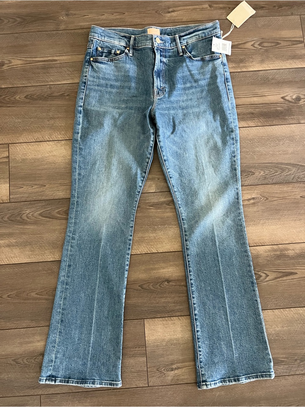 NWT MOTHER The Outsider Sneak Jeans in Honey Poke Sz 32